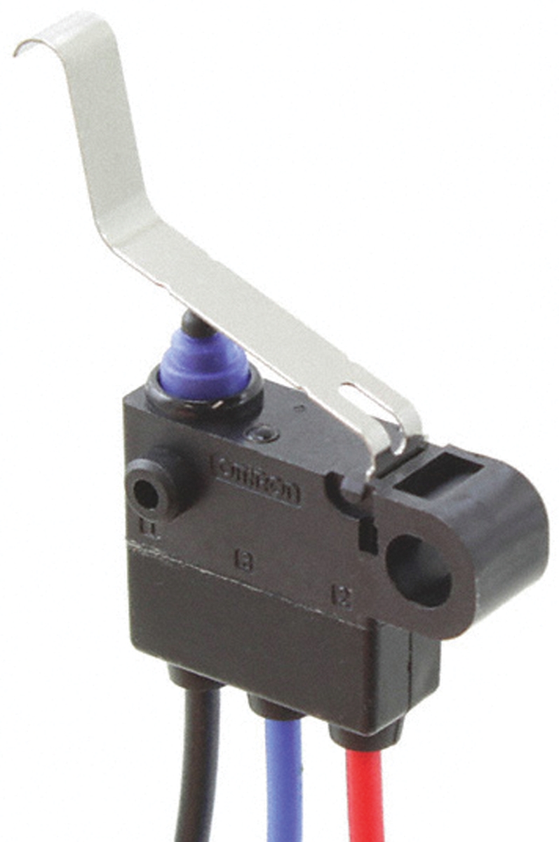 Omron Long Leaf Lever Micro Switch, Pre-wired Terminal, 2 A @ 12 V dc, SPST, IP67