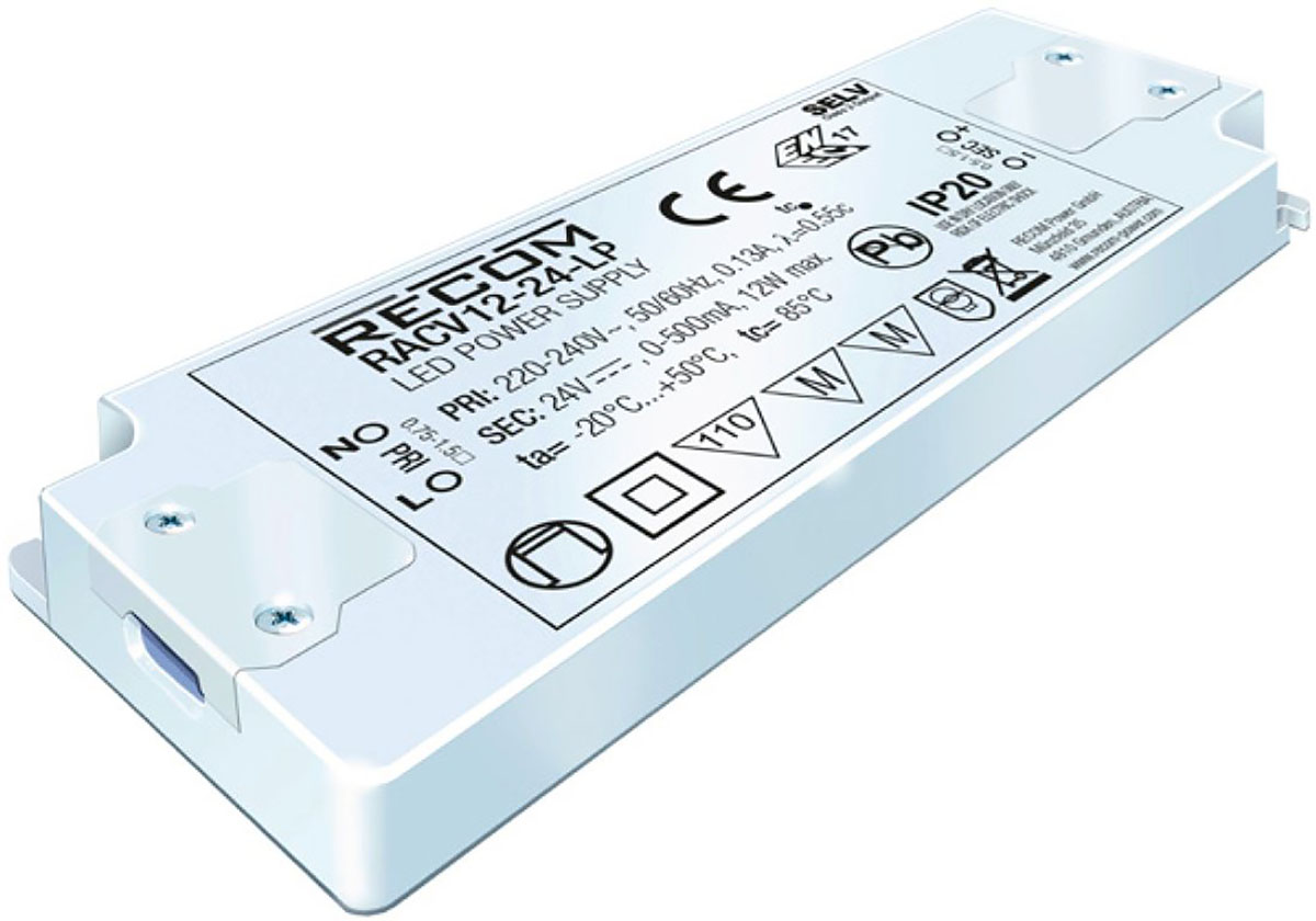 Recom LED Driver, 12V dc Output, 12W Output, 1A Output, Constant Voltage