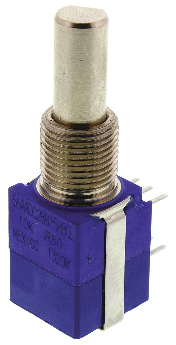 Bourns 56 10kΩ Rotary Potentiometer 1-Gang, Panel Mount (Through Hole), 56AAD-C28-B15/R80L