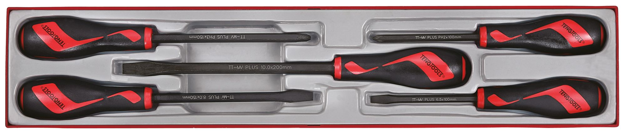 Teng Tools Flat, Phillips Standard Screwdriver, 5-Piece