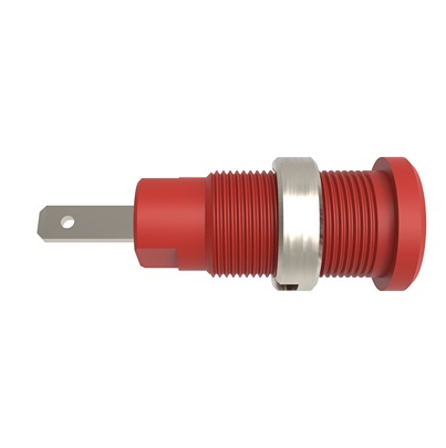 Schutzinger Red Female Banana Connector, 2mm Connector, Tab Termination, 10A, 600V, Nickel Plating