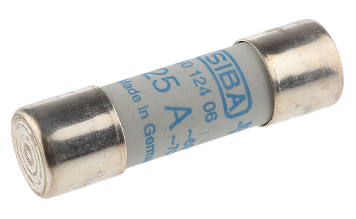 SIBA 25A Ceramic Cartridge Fuse, 14 x 51mm
