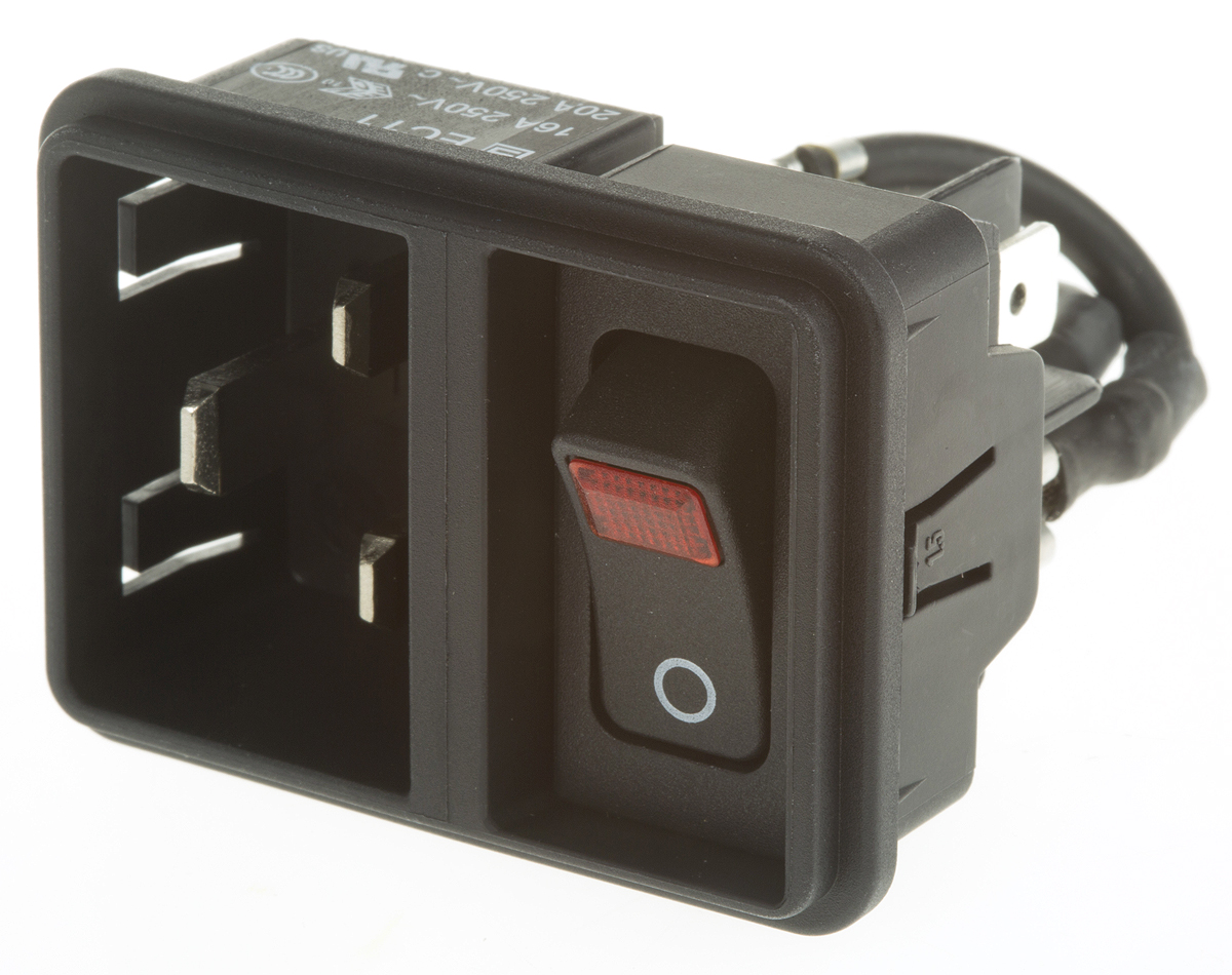 Schurter C20 Snap-In IEC Connector Male, 16/20A, 250 V