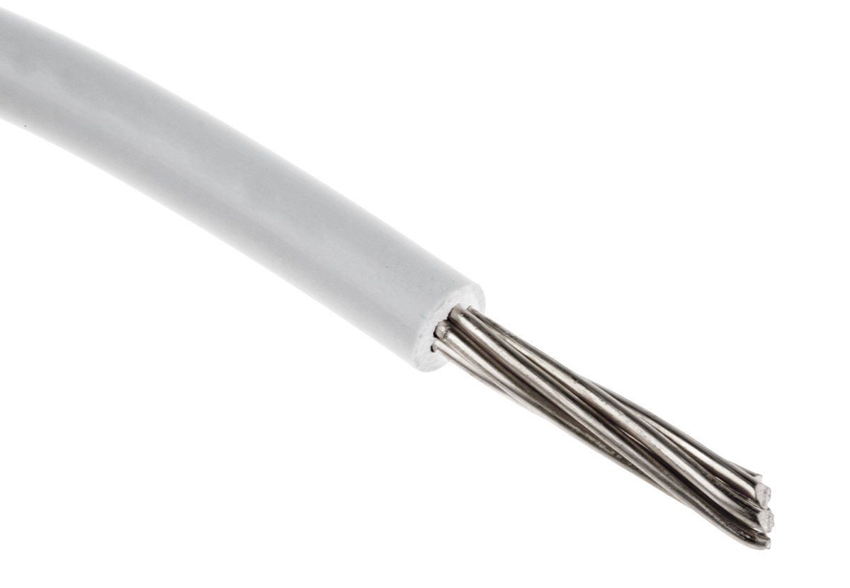 RS PRO White 0.13mm² Hook Up Wire, 26 AWG, 7/0.16 mm, 100m, PVC Insulation