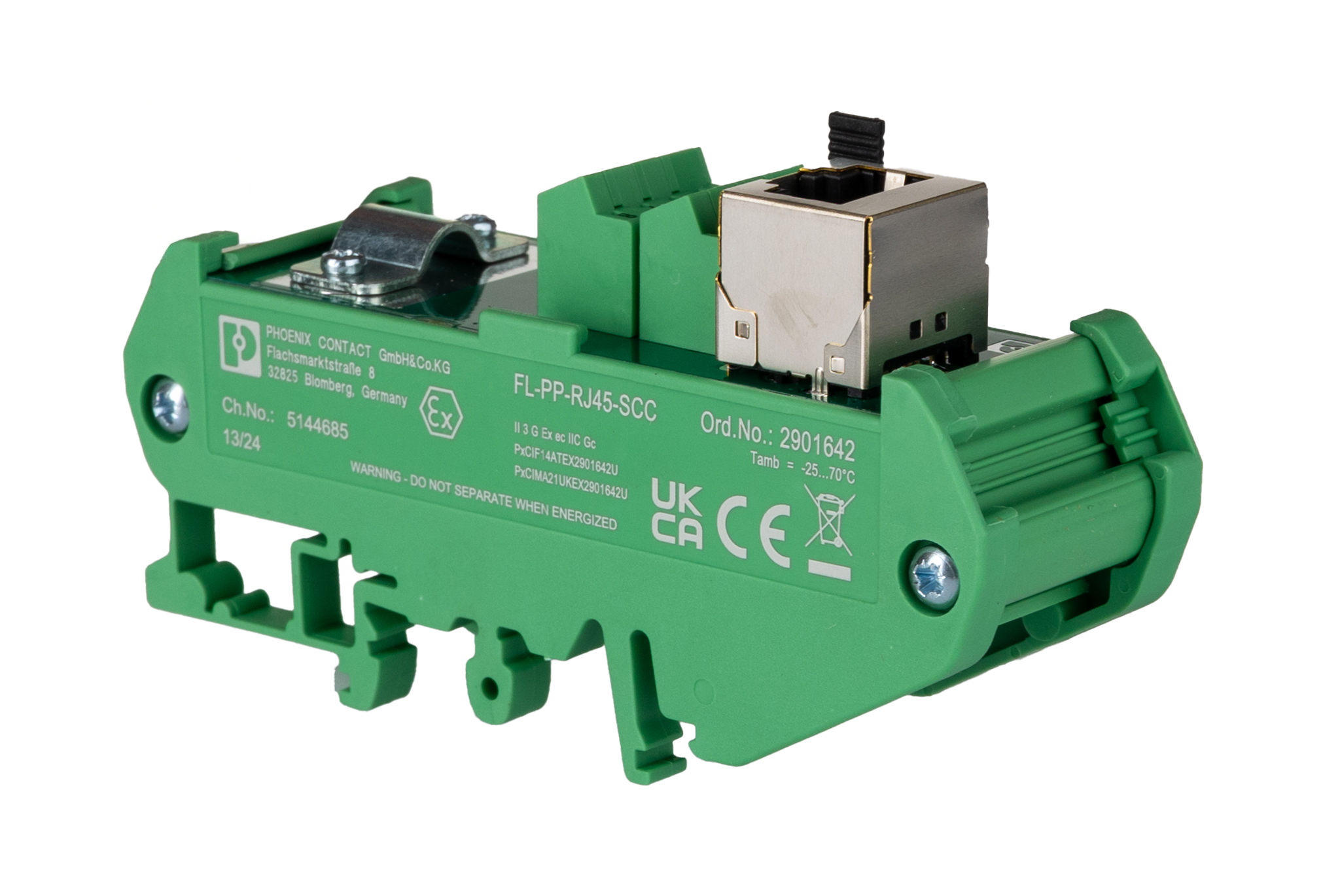 Phoenix Contact FL-PP-RJ45-SCC Series Cat5e 1 Port RJ45 Patch Panel 90mm Green