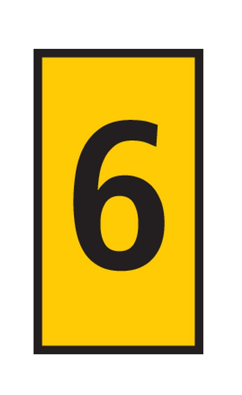 HellermannTyton WIC Snap On Clip On Cable Marker, Yellow, Pre-printed "6", 4.3 → 5.3mm Cable, 561-03664