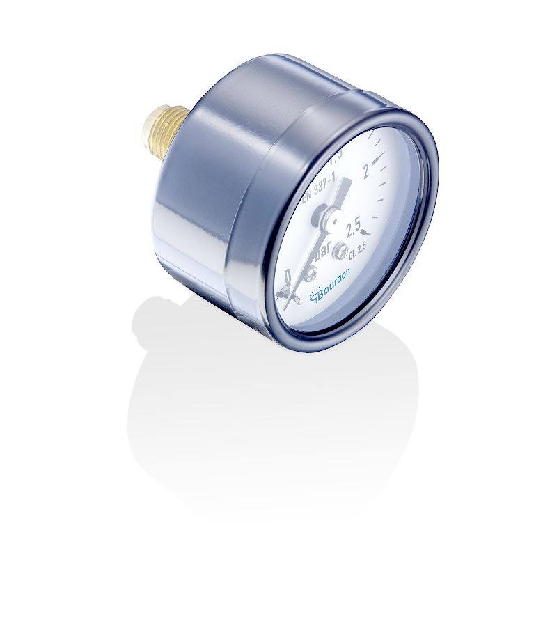 Bourdon G 1/8 Analogue Pressure Gauge 0bar Back Entry 40mm Outside Diameter