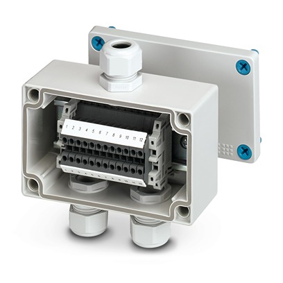Phoenix Contact E AB A Series Grey ABS Junction Box, 12 Terminals, 130 x 80 x 60mm