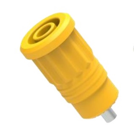 Electro PJP Yellow Female Banana Socket, 4 mm Connector, Press Fit Termination, 25A, 1kV, Nickel Plating