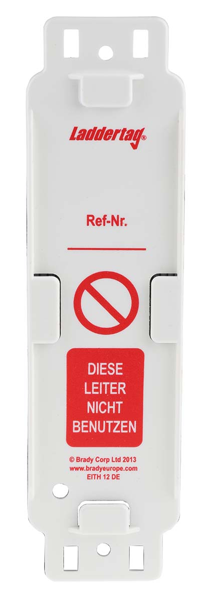 Brady Red on White Safety Ladder Tag, German Language, 1 per Pack