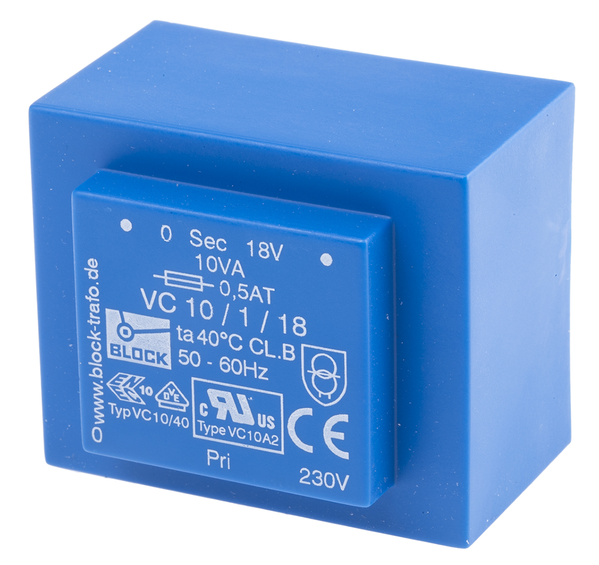 Block 18V ac 1 Output Through Hole PCB Transformer, 10VA