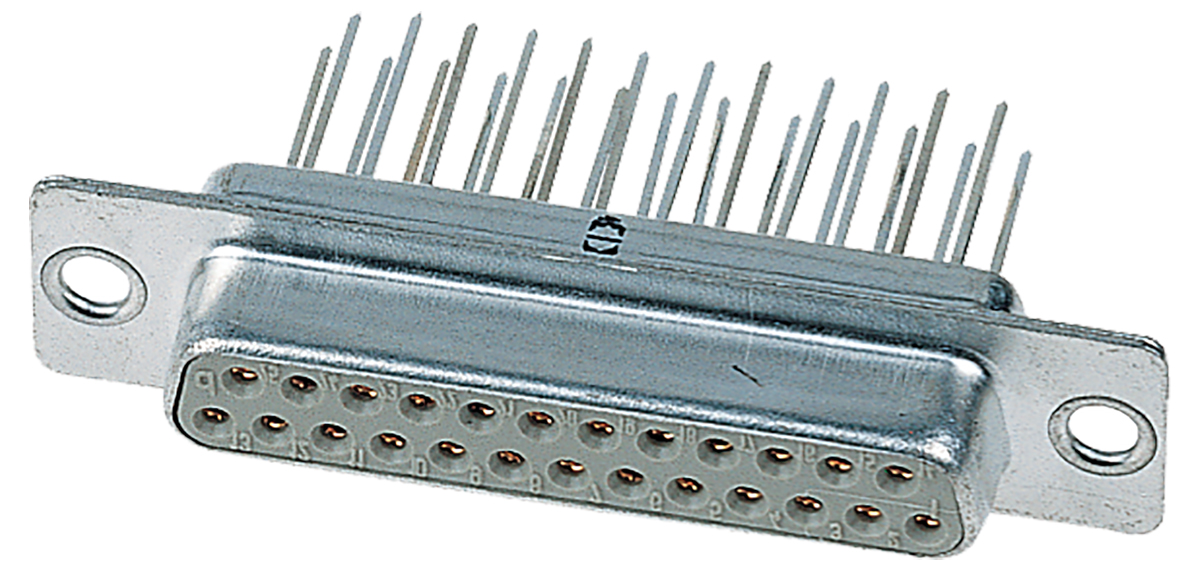 HARTING D-Sub 9 Way Through Hole D-sub Connector Socket, 2.74mm Pitch, with Fixing Flange (Feed Through Hole Dia. 3.1