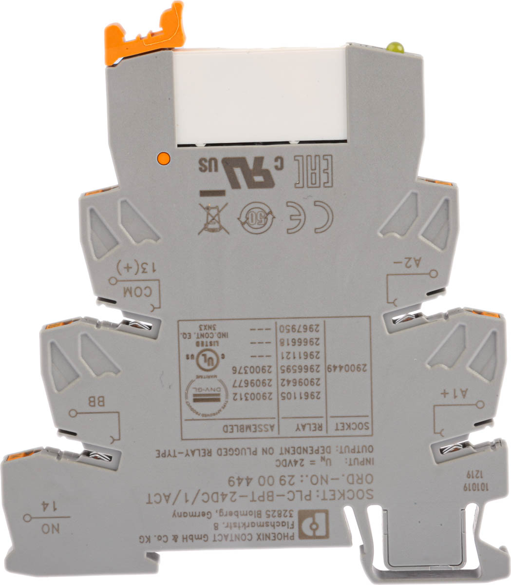 Phoenix Contact PLC-RPT- 24DC/ 1/ACT Series Interface Relay, DIN Rail Mount, 24V dc Coil, SPST, 1-Pole