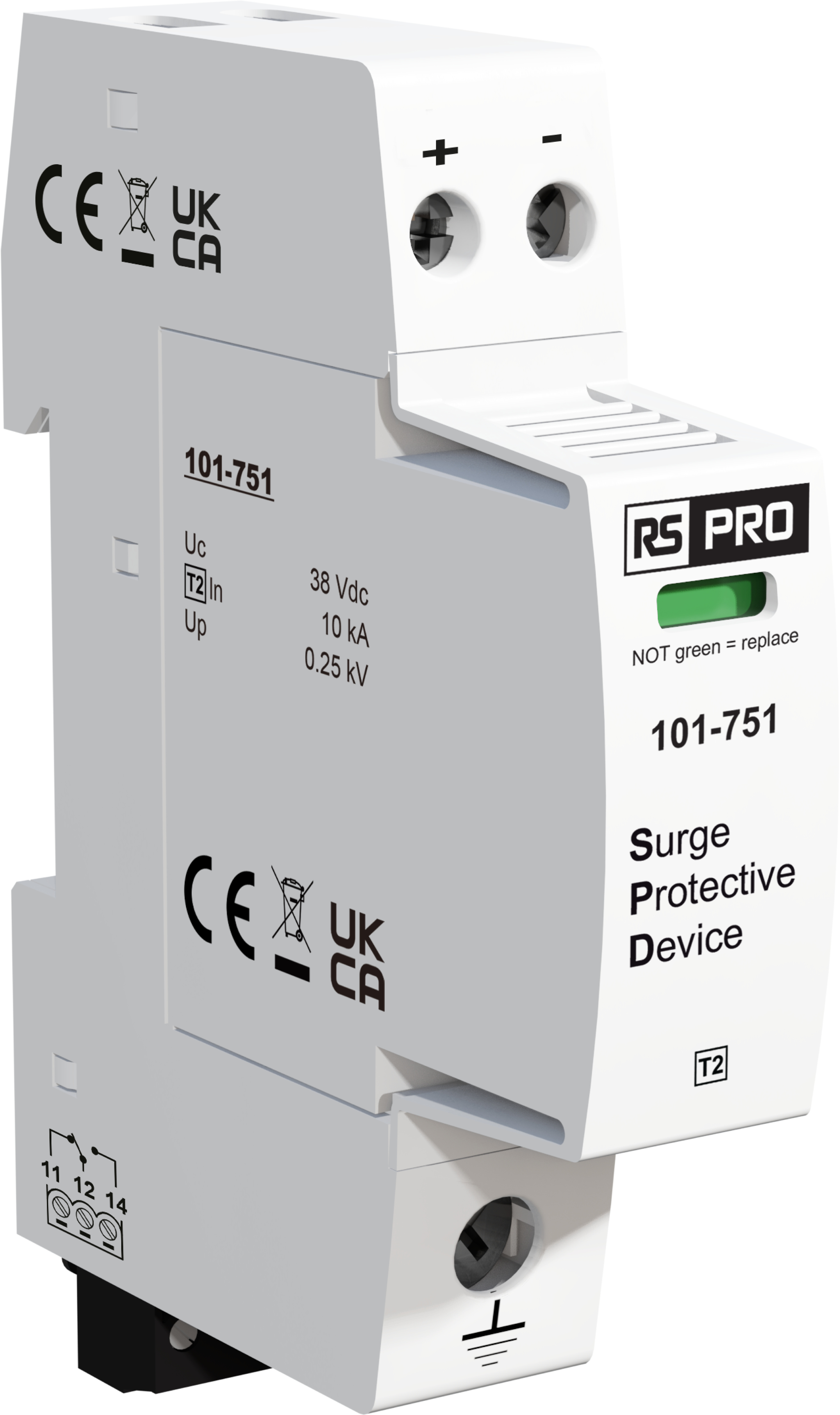 RS PRO Industrial Surge Protector, 20kA, 250 V, DIN Rail Mount