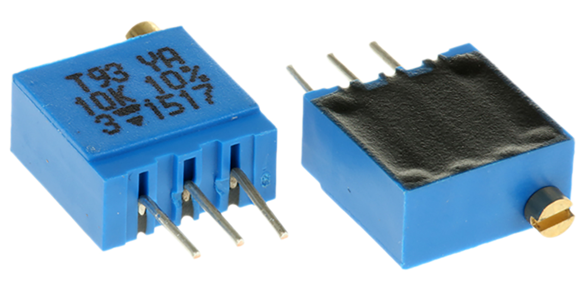 10kΩ, Through Hole Trimmer Potentiometer 0.5W Top Adjust Vishay, T93