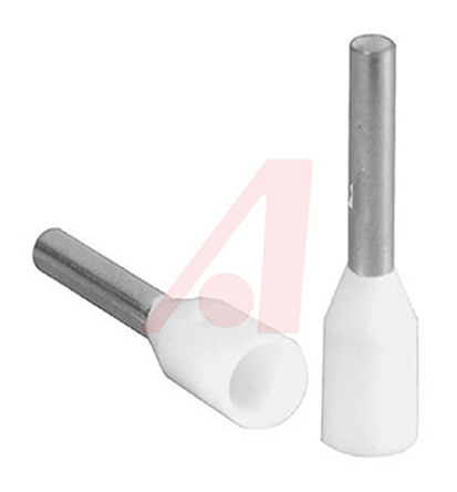Altech Insulated Crimp Bootlace Ferrule, 8mm Pin Length, 1.5mm Pin Diameter, 0.75mm² Wire Size, White