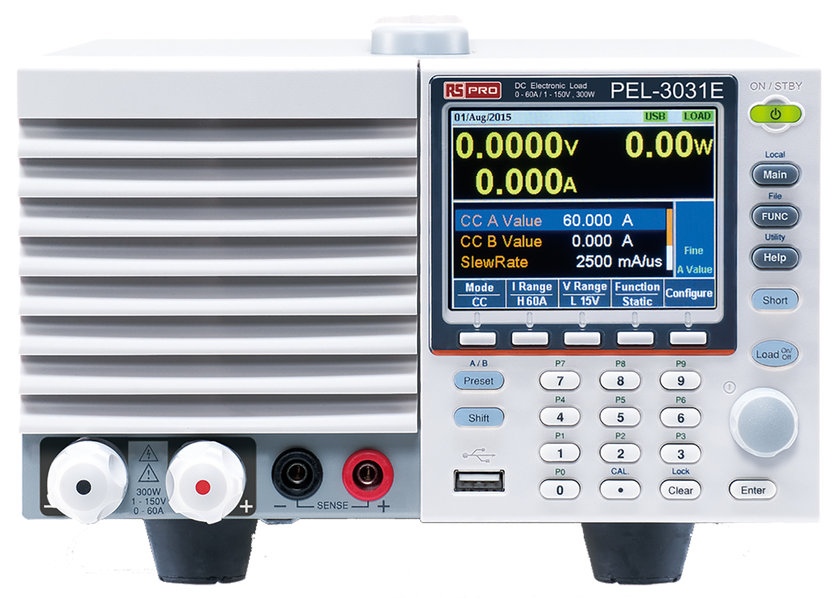 RS PRO Electronic DC Load, 3 → 300 W, 1 → 150 V, 0 → 60 A