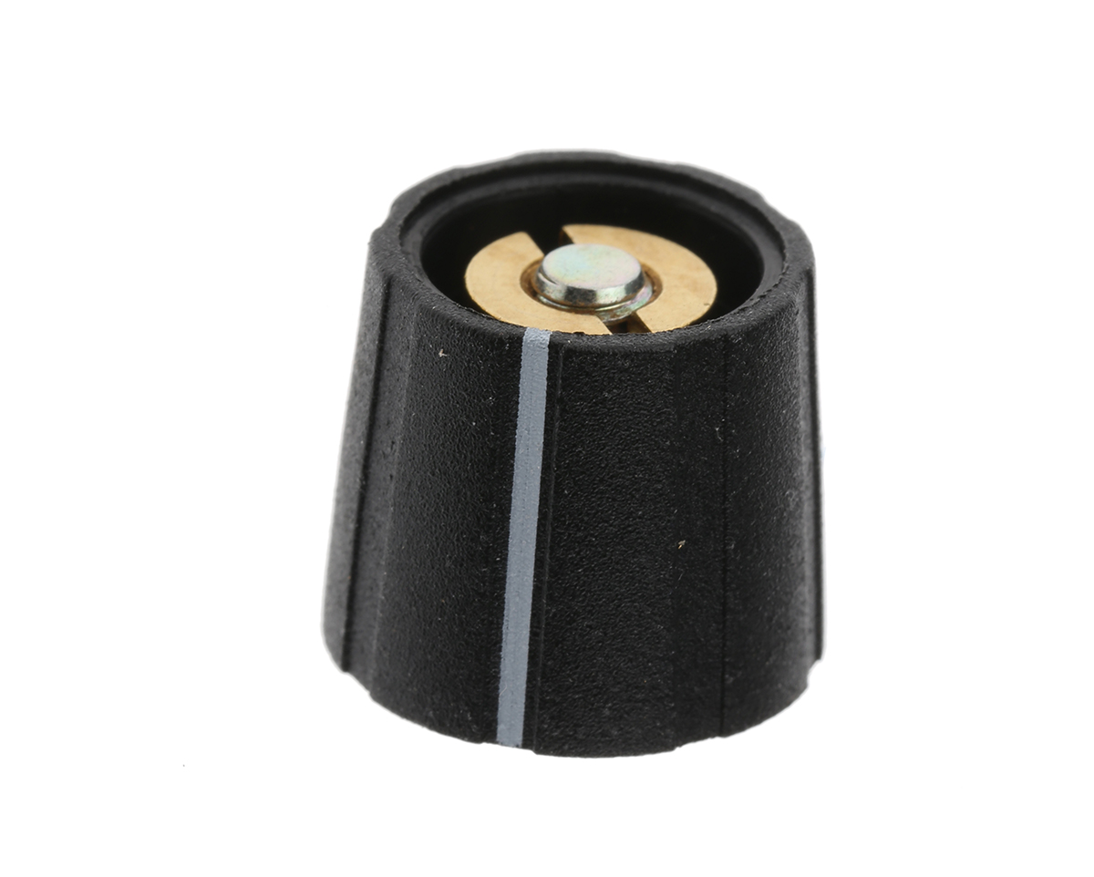 Sifam 15.5mm Black Potentiometer Knob for 4mm Shaft Splined, S151 004B