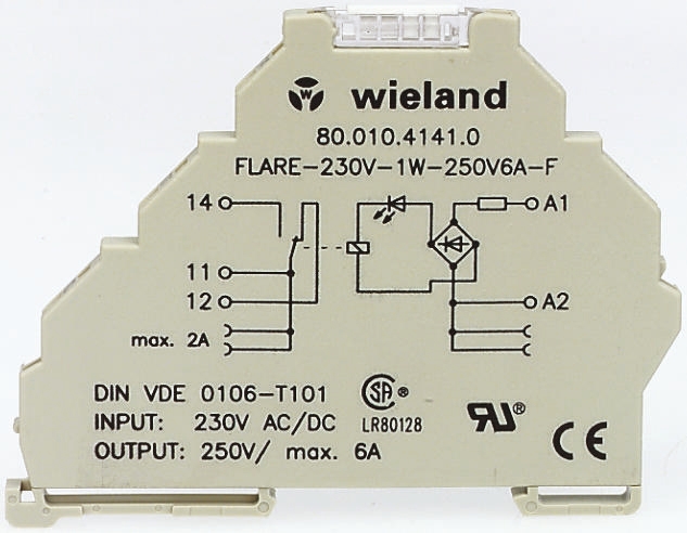 Wieland flare Series Solid State Relay, 0.5 A Load, DIN Rail Mount, 53 V Load, 250 V Control