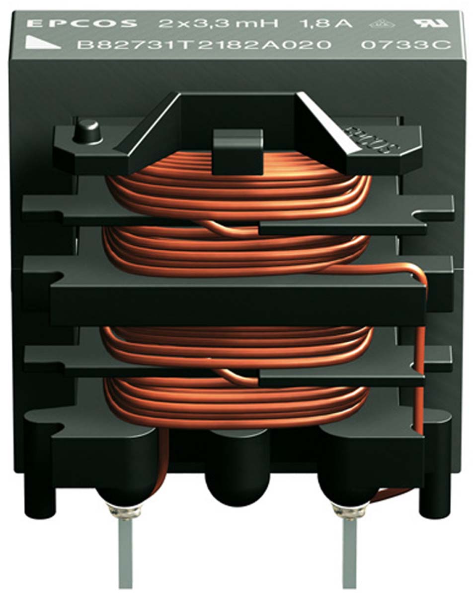 EPCOS 39 mH -30 → +50% Ferrite Power Line Choke, Max SRF:10kHz, 550mA Idc, 2.2Ω Rdc 250 V ac, B82731T