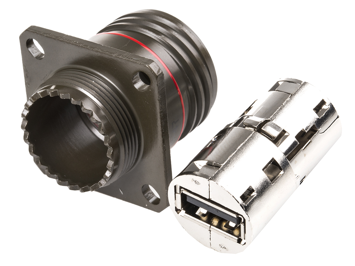 Amphenol Socapex Straight, Panel Mount, Socket- Single Port Type A 2.0 IP68 USB Connector