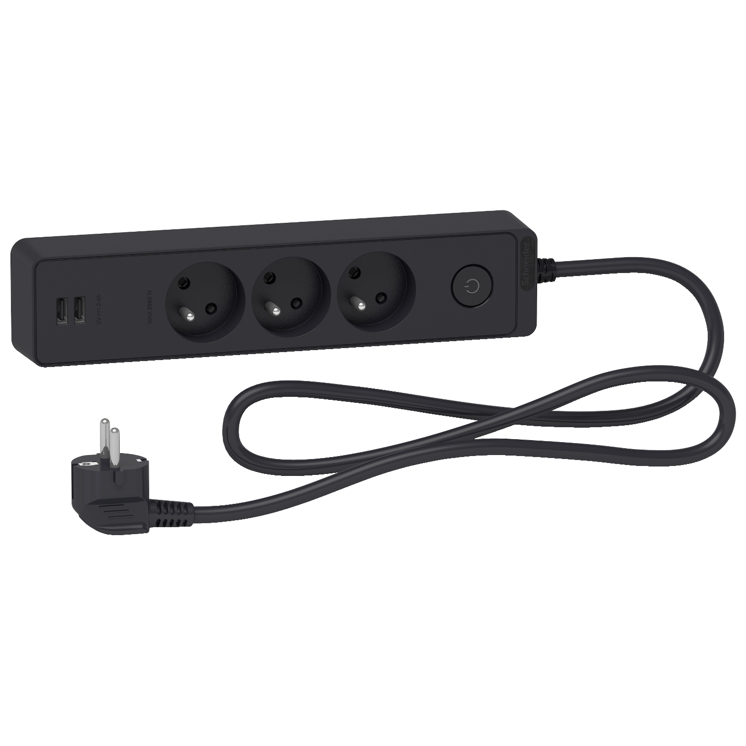 Schneider Electric French 2P 3 Gang Trailing Socket, 1.5m Cable, 16A, 250 V