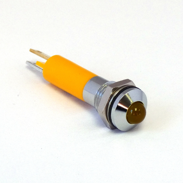CML Innovative Technologies 1904X Series Yellow Panel Mount Indicator, 12V, 8mm Mounting Hole Size, Solder Tab