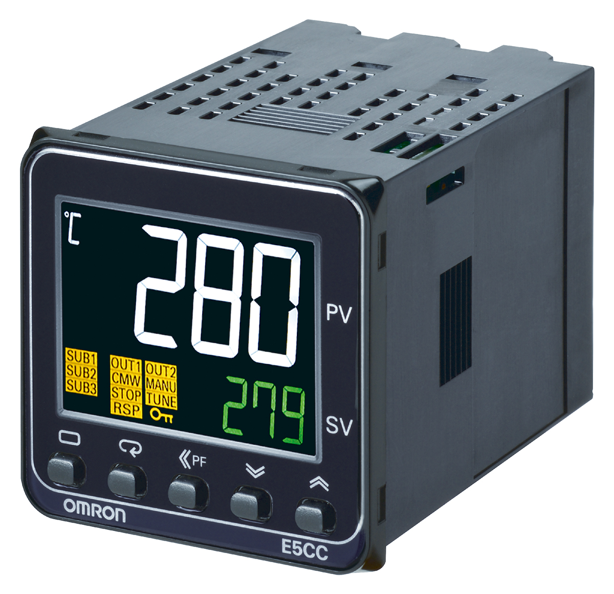 Omron E5CC Panel Mount PID Temperature Controller, 96 x 96mm 3 Input, 1 Output Relay, 24 V ac/dc Supply Voltage ON/OFF,