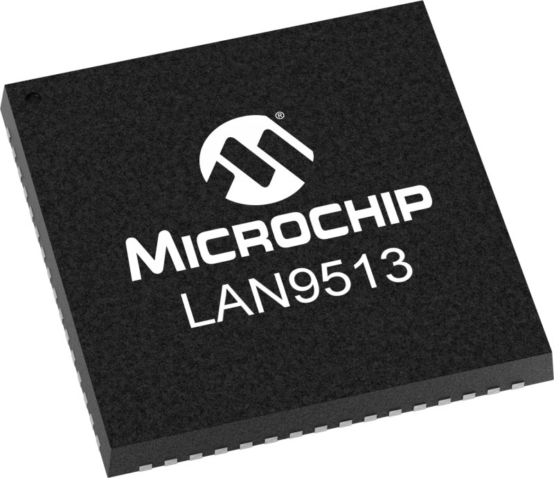 Microchip LAN9513I-JZX, Ethernet Controller, 1.5 Mbps, 12 Mbps, 480 Mbps, 3.3 V, 64-Pin QFN
