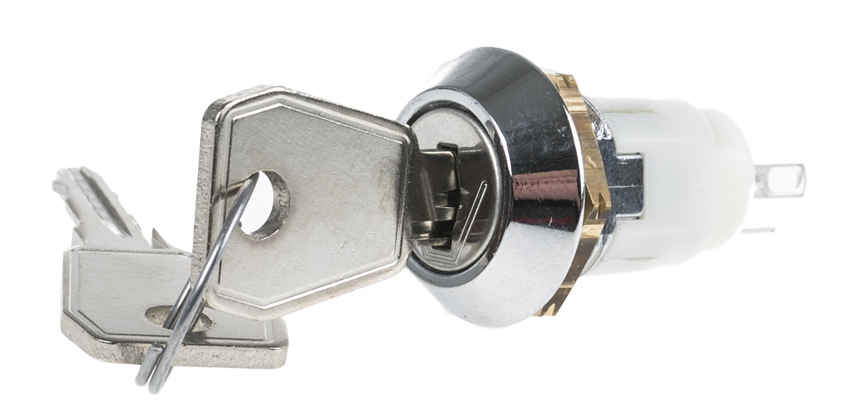 Lorlin Key Switch, SP-CO, 1 A @ 24V ac dc / 115V ac 3-Way Common-Key