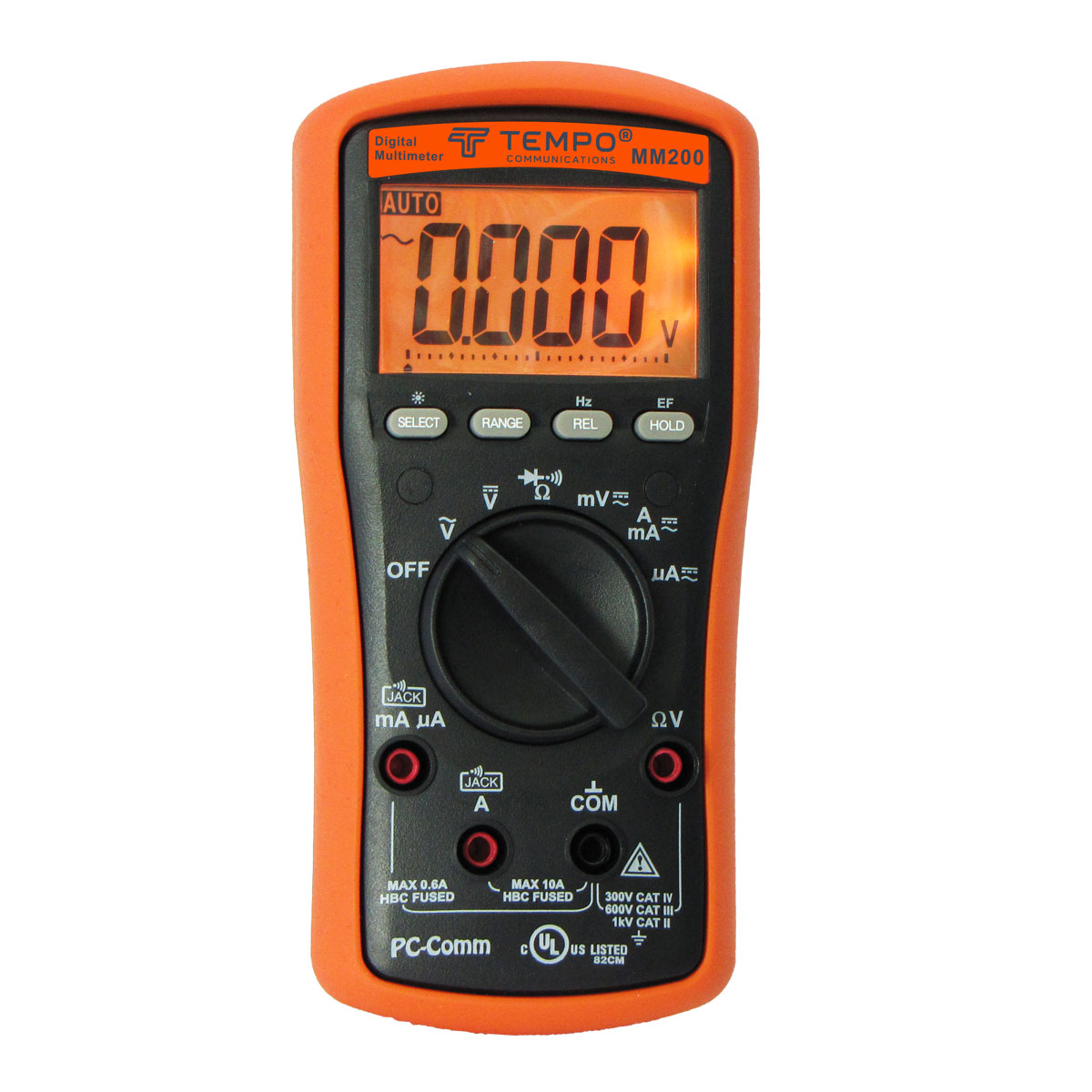 Tempo MM200 Handheld Digital Multimeter, 10A ac Max, 6mA dc Max, 1000V ac Max - RS Calibrated