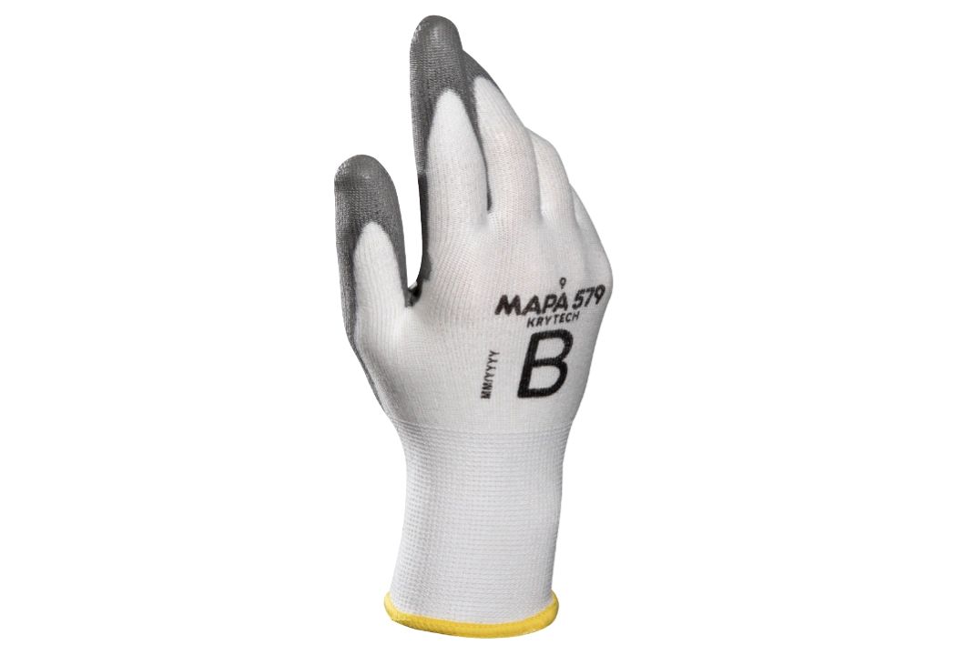 Mapa KRYTECH 579 Grey, White High Density Polyethylene High Density Polyethylene Cut Resistant Gloves, Size 5,