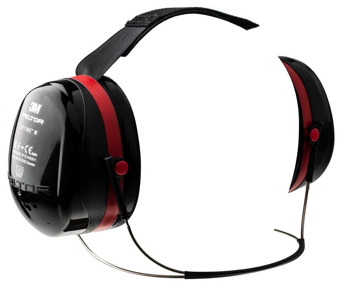 3M PELTOR Optime III Ear Defender with Neckband, 34dB, Black, Red