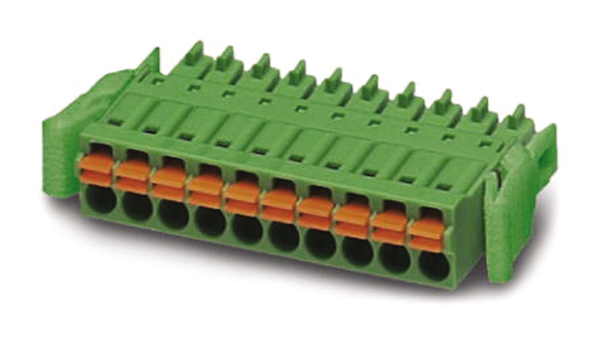 Phoenix Contact, 3.5mm Pitch, FMC 1.5/6-ST-3.5-RF, 6 Way, , Pluggable Terminal Block, Plug, Cable Mount, Spring Cage