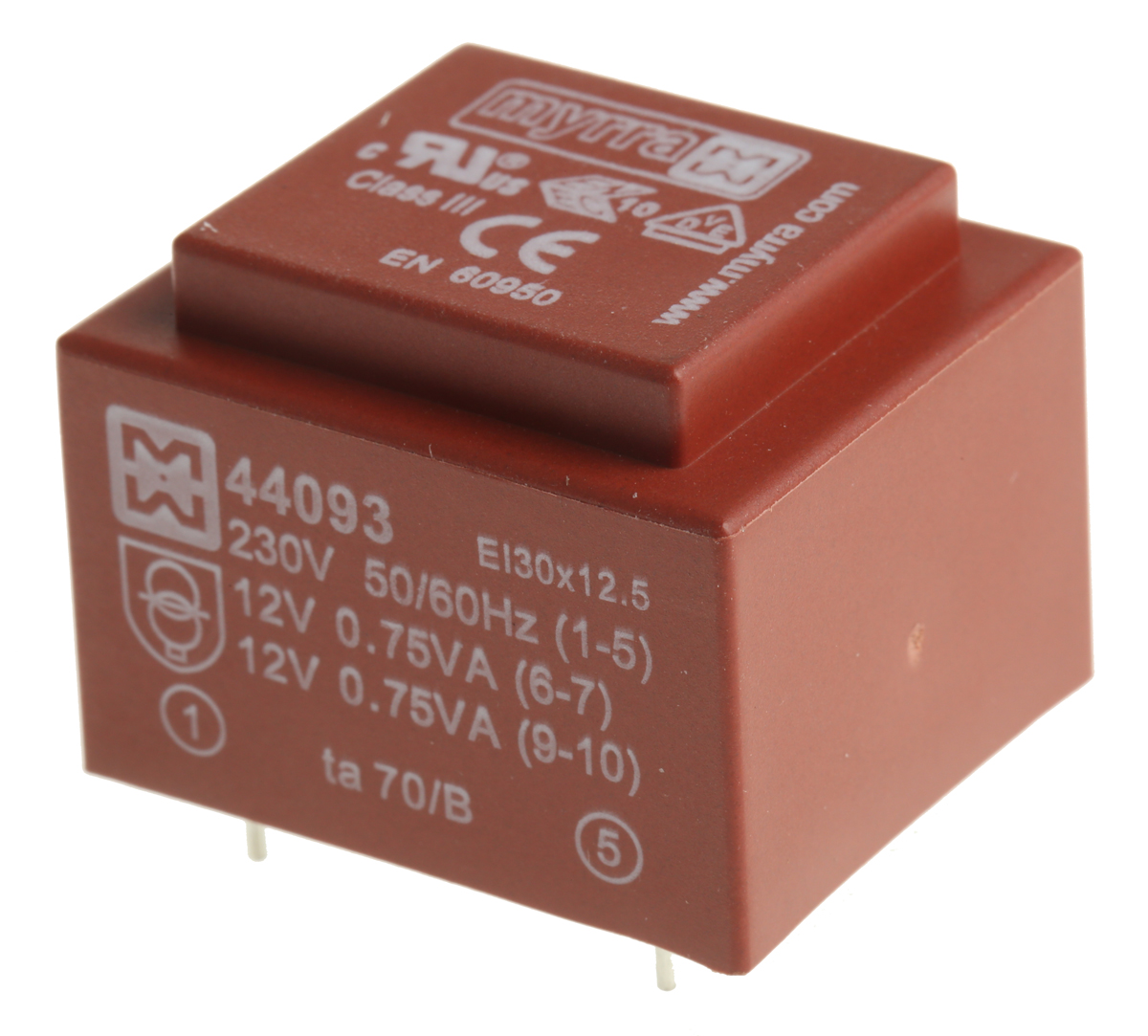 Myrra 12V ac 2 Output Through Hole PCB Transformer, 1.5VA