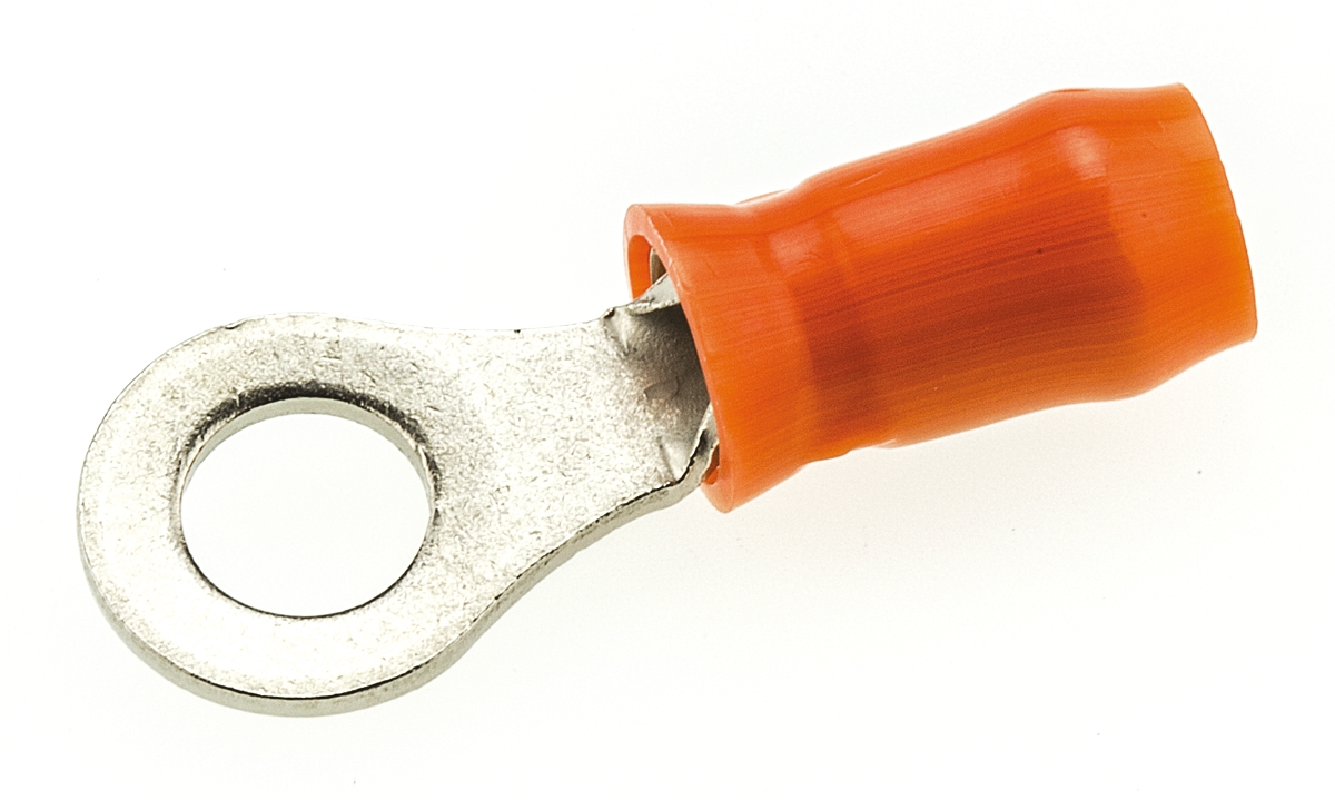 TE Connectivity, PIDG, STRATO-THERM Insulated Ring Terminal, M4 Stud Size, 0.8mm² to 1.4mm² Wire Size, Orange