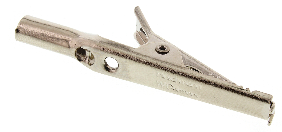Hirschmann Test & Measurement Crocodile Clip 4 mm Connection, Nickel-Plated Steel Contact, 4A