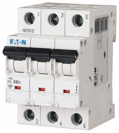 Eaton xPole PXL, S200 MCB, 3P, 40A Curve D, 400V AC, 48V DC, 10 kA Breaking Capacity