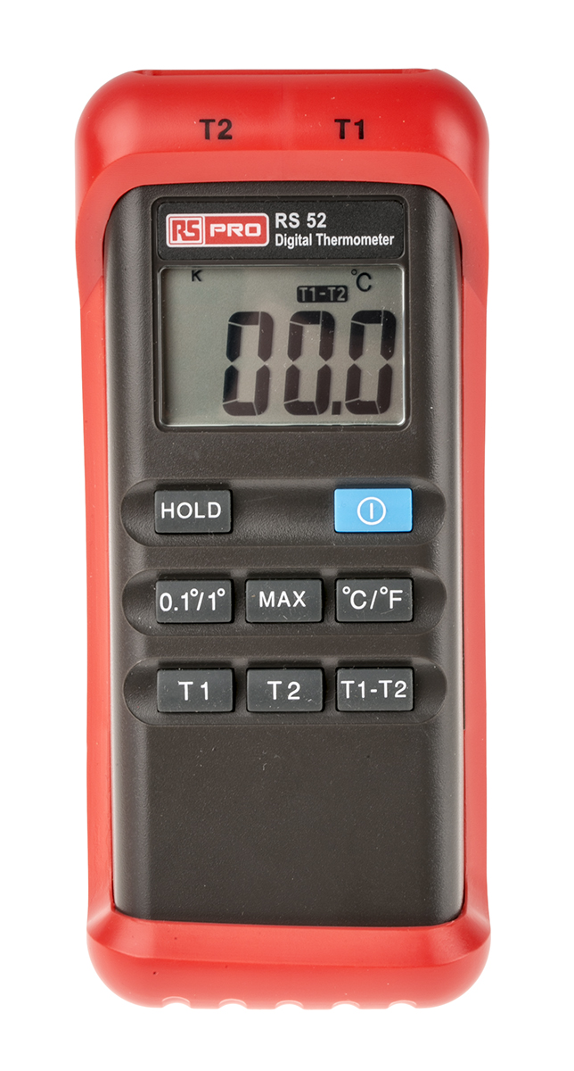 RS PRO Wired Digital Thermometer, K Probe, 2 Input(s), +1300 °C, +1999°F Max, ±0.3 % Accuracy - With RS Calibration