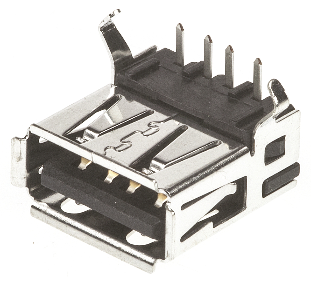 TE Connectivity Right Angle, Through Hole, Socket- Single Port Type A 2.0 USB Connector