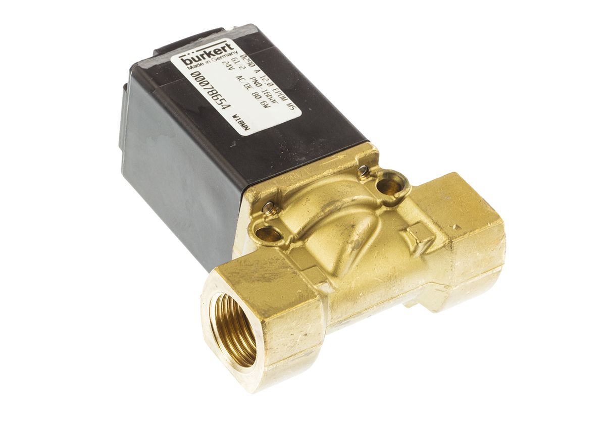 Burkert Solenoid Valve 078654, 2 Port, NC, 24 V, 1/2 in