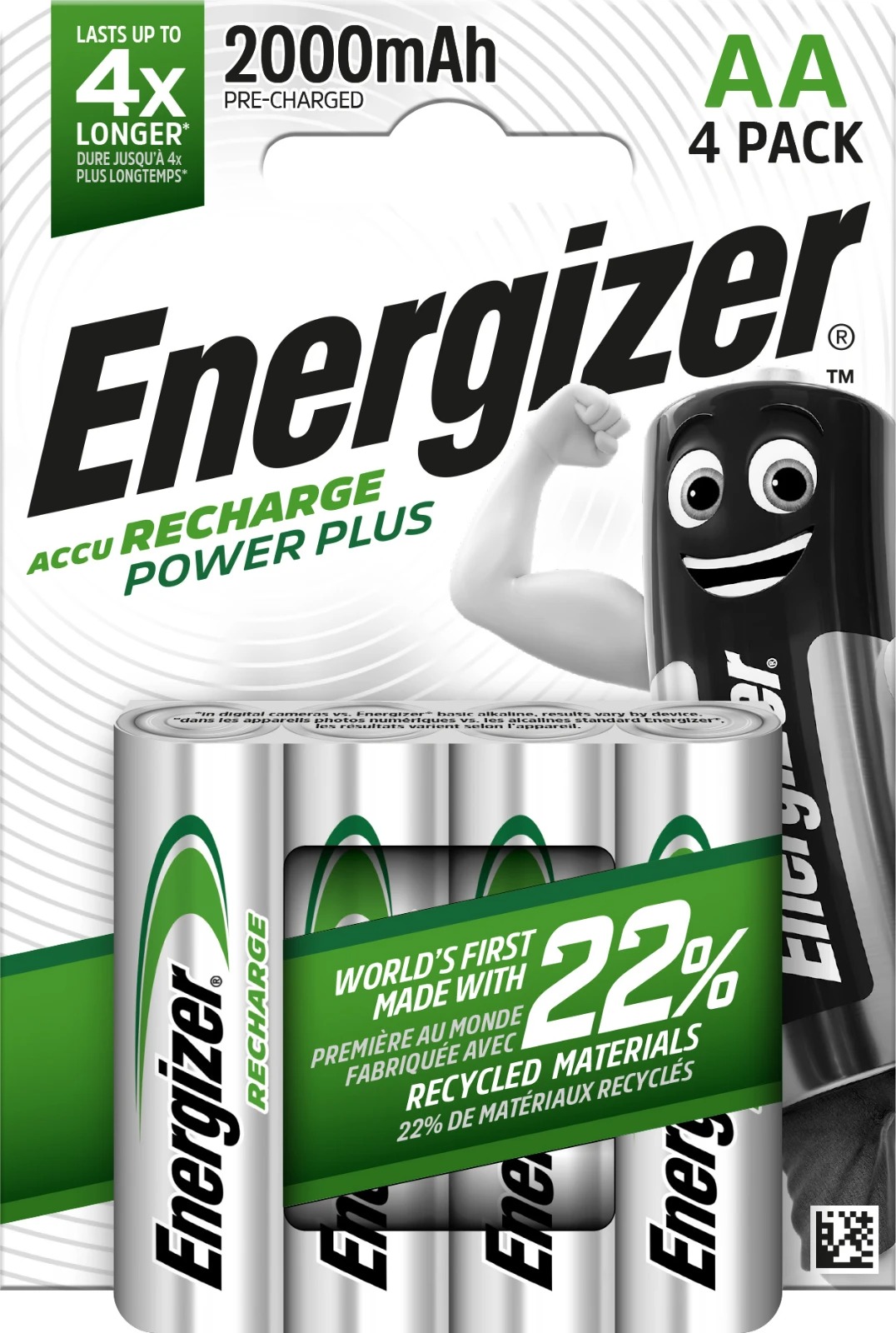 Energizer Rechargeable AA NiMH Rechargeable AA Battery, 2Ah, 1.2V