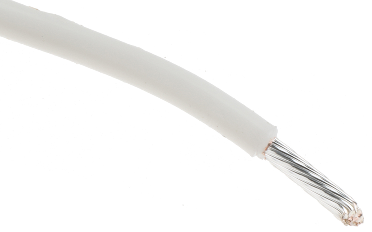 Alpha Wire Hook-up Wire TEFLON Series White 0.96 mm² Hook Up Wire, 18 AWG, 19/0.25 mm, 30m, PTFE Insulation, 5857 WH005