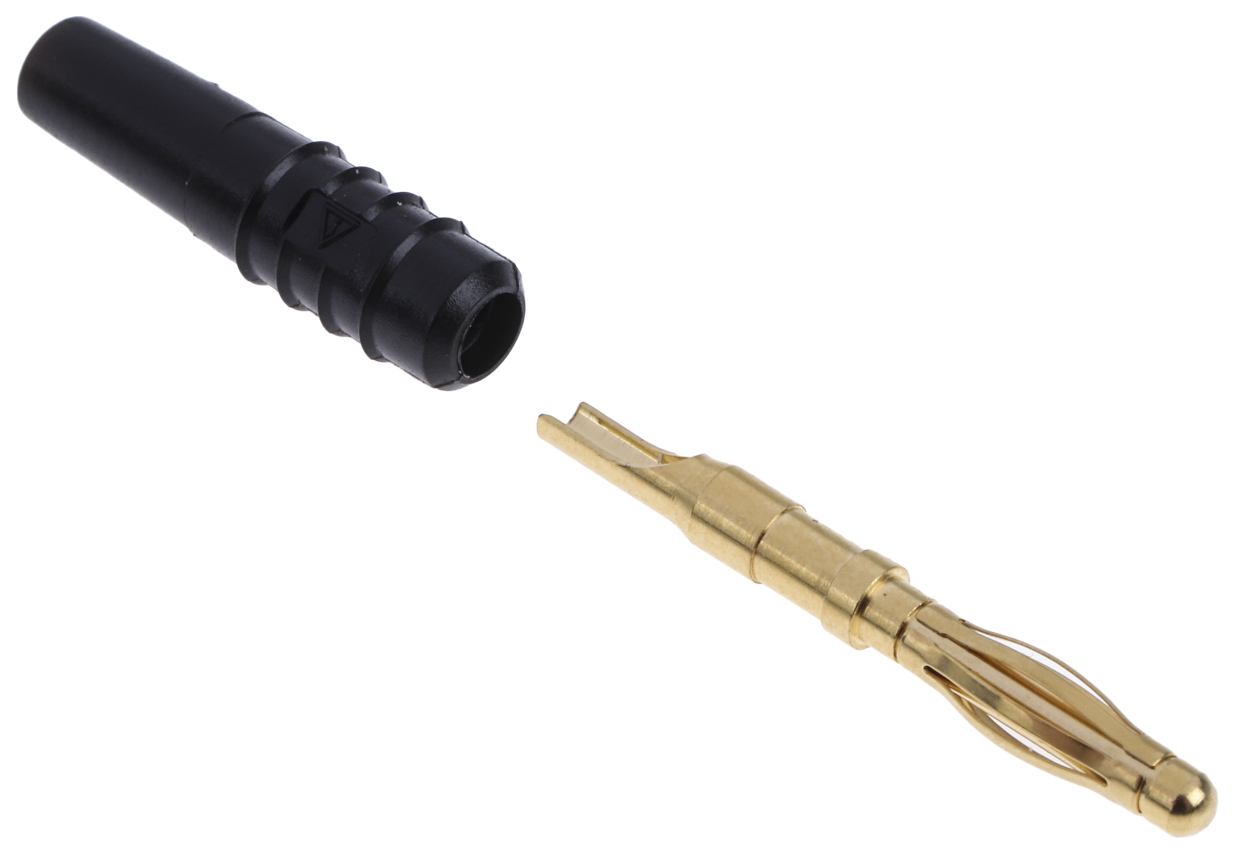 Staubli Black Male Banana Plug, 2mm Connector, Solder Termination, 10A, 30 V, 60V dc, Gold, Nickel Plating