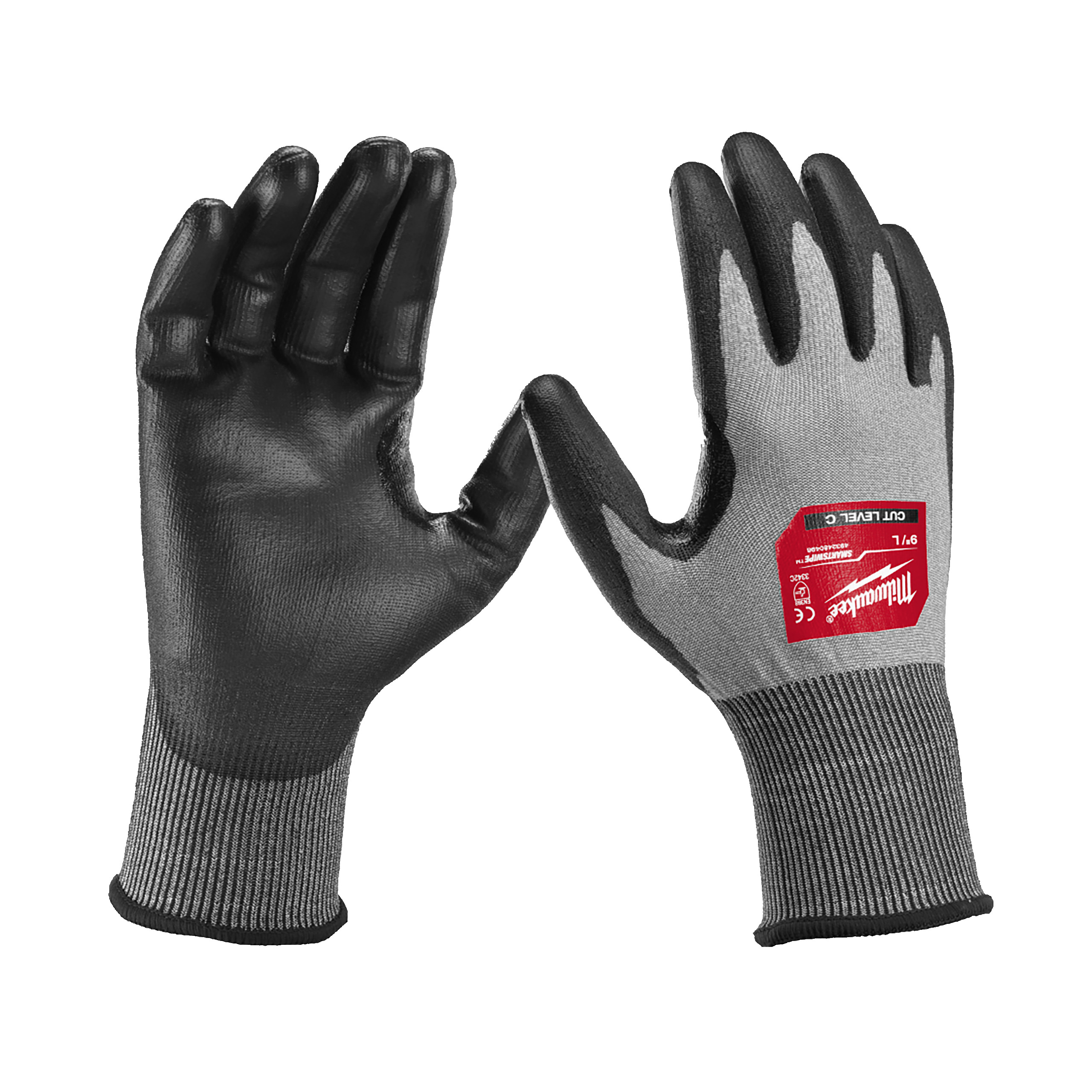 Milwaukee Hi-Dex Cut C Gloves Grey Polyurethane Glove, Size 9, Polyurethane Coating