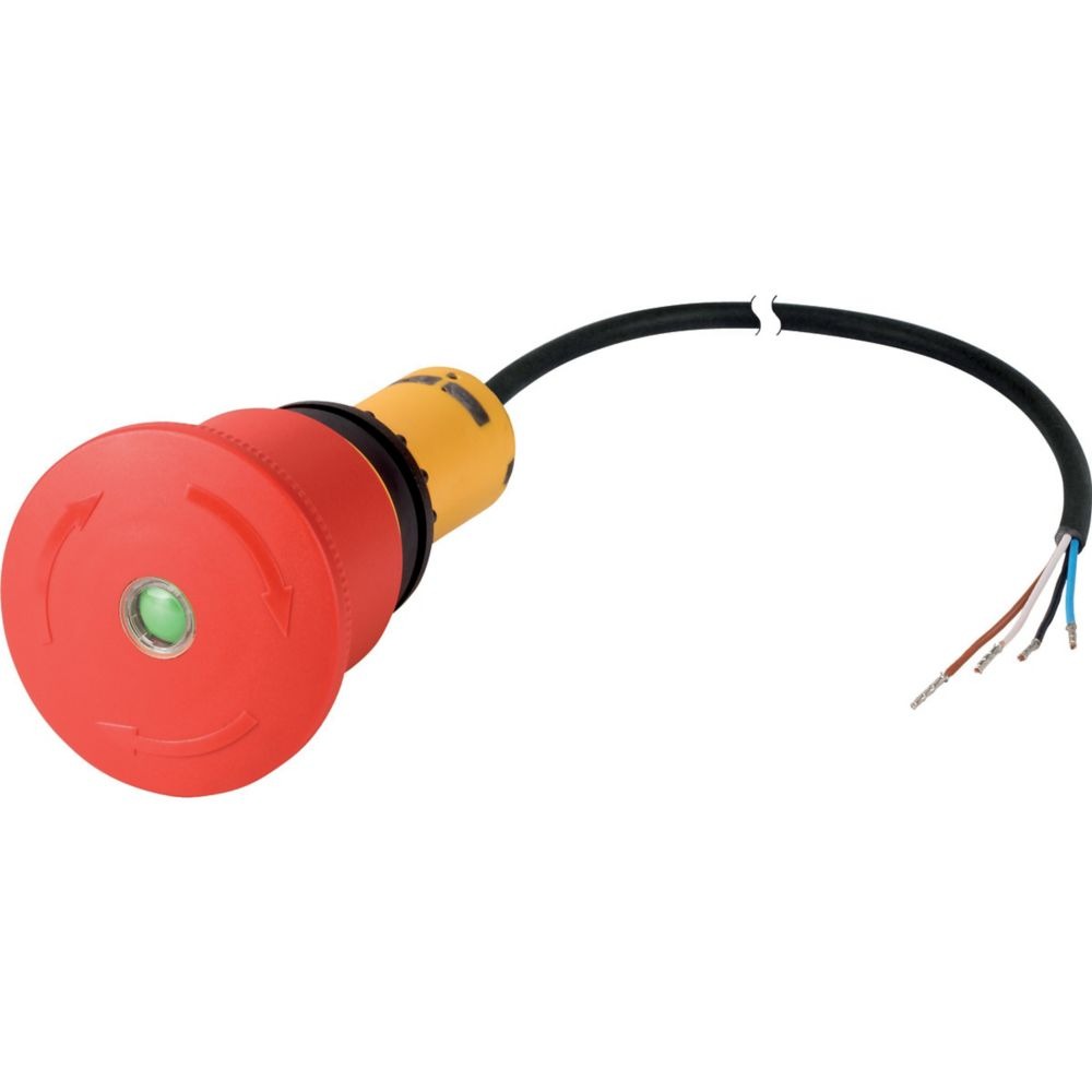 Eaton 185163 Series Turn to Release Emergency Stop Push Button, 45mm Cutout, 2NC, IP65, IP66, IP67, IP69K