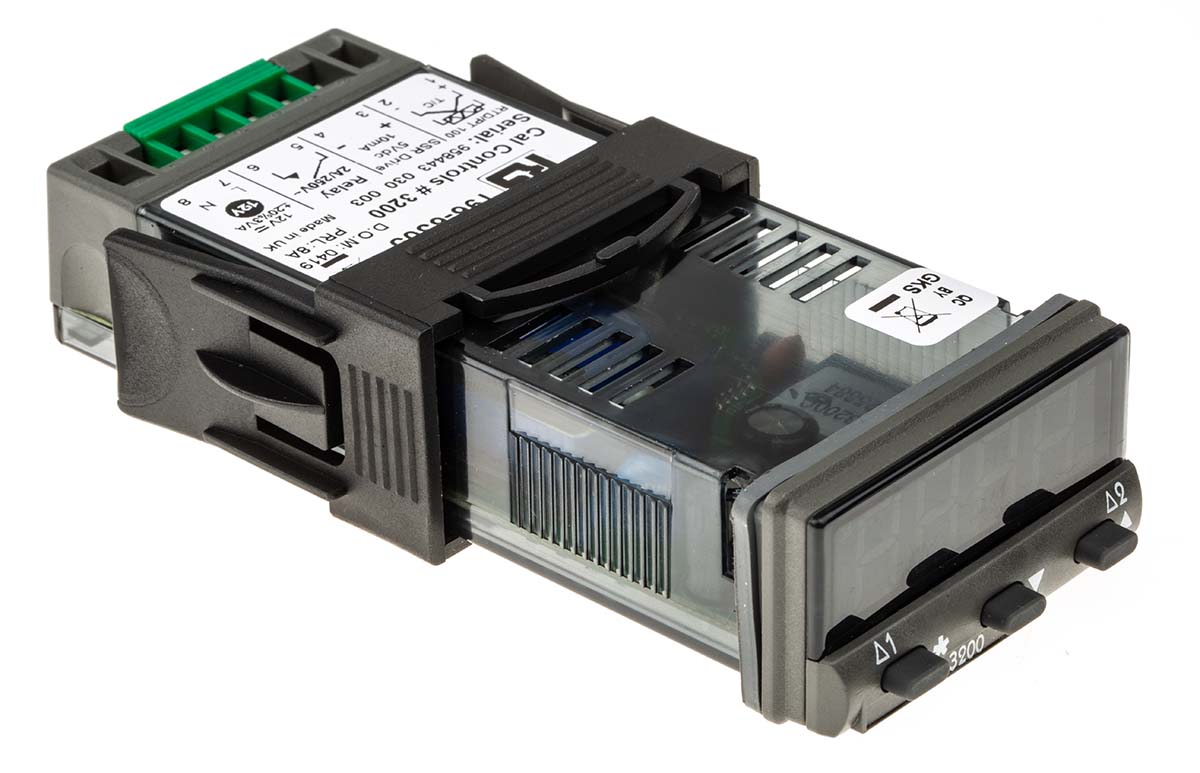 CAL 3200 PID Temperature Controller, 48 x 24 (1/32 DIN)mm, 2 Output Relay, 12 V ac/dc Supply Voltage