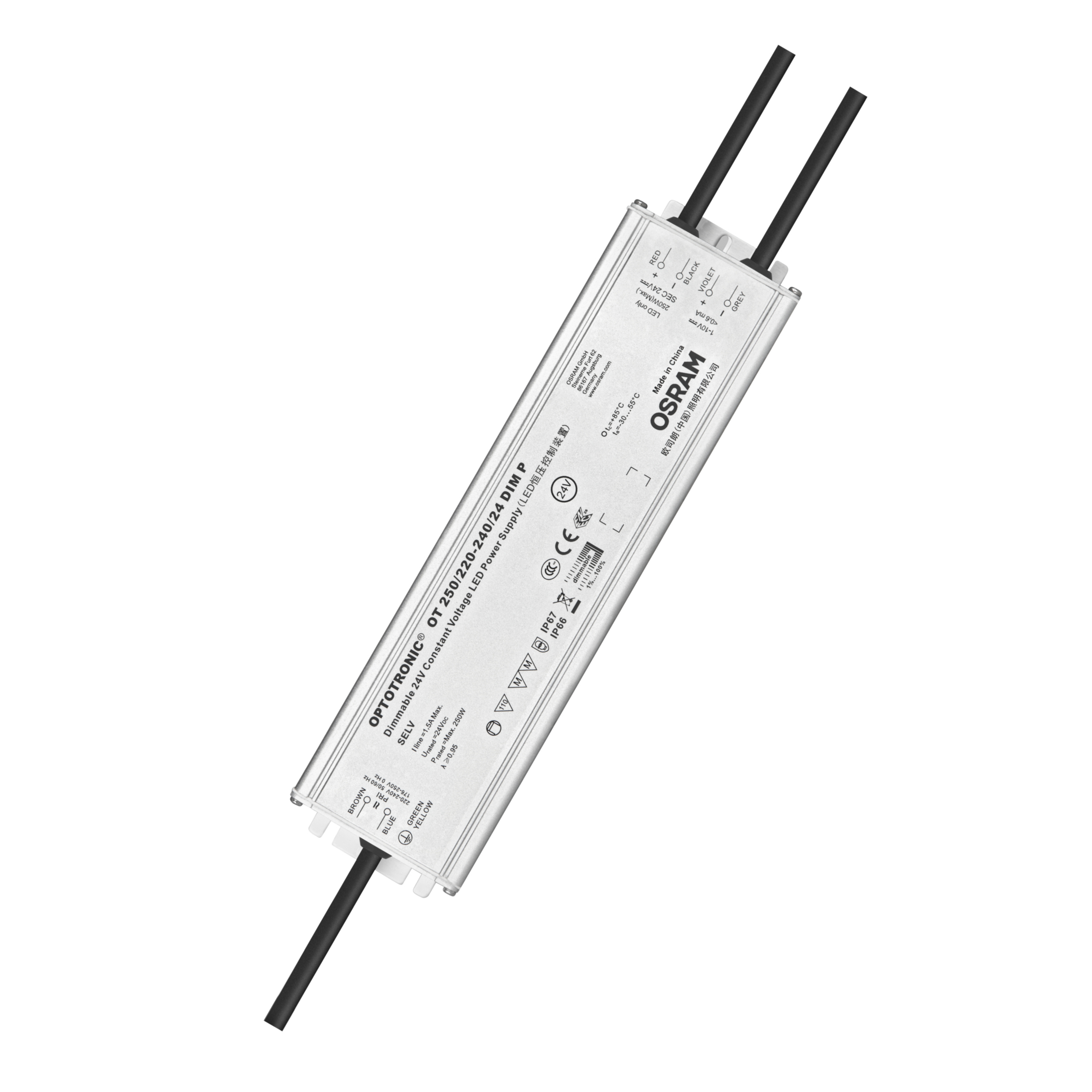 Osram LED Driver, 24.2V Output, 250W Output, Constant Voltage Dimmable