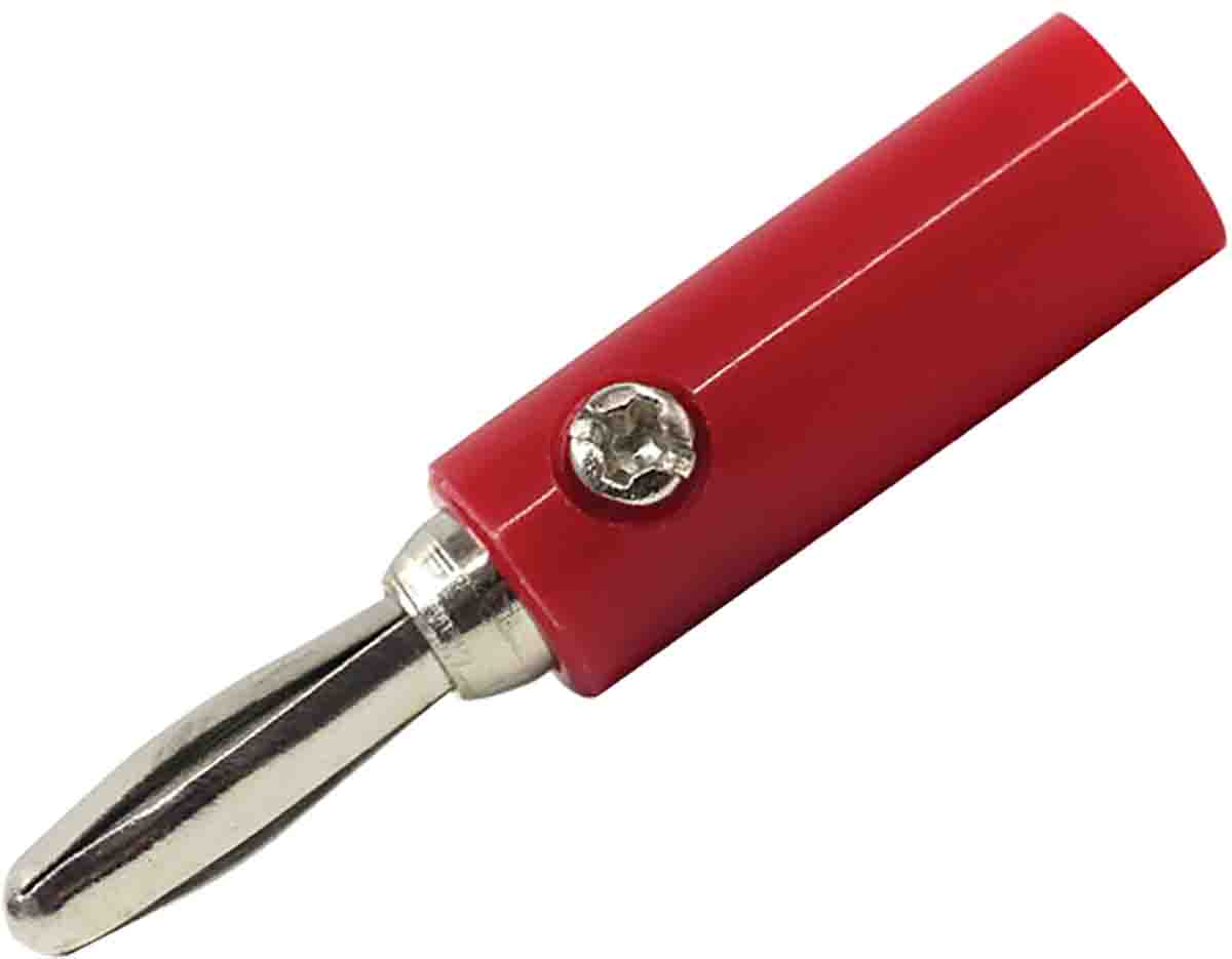 RS PRO Red Male Banana Plug, 4 mm Connector, 24A, 30V, Nickel Plating