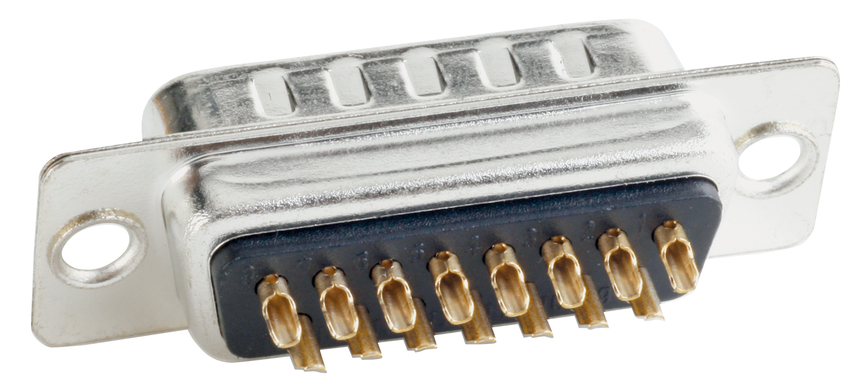 CONEC 9 Way Through Hole D-sub Connector Plug, with Mounting Hole